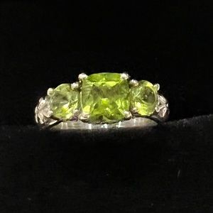 Peridot set necklace, ring, bracelet sterling silver